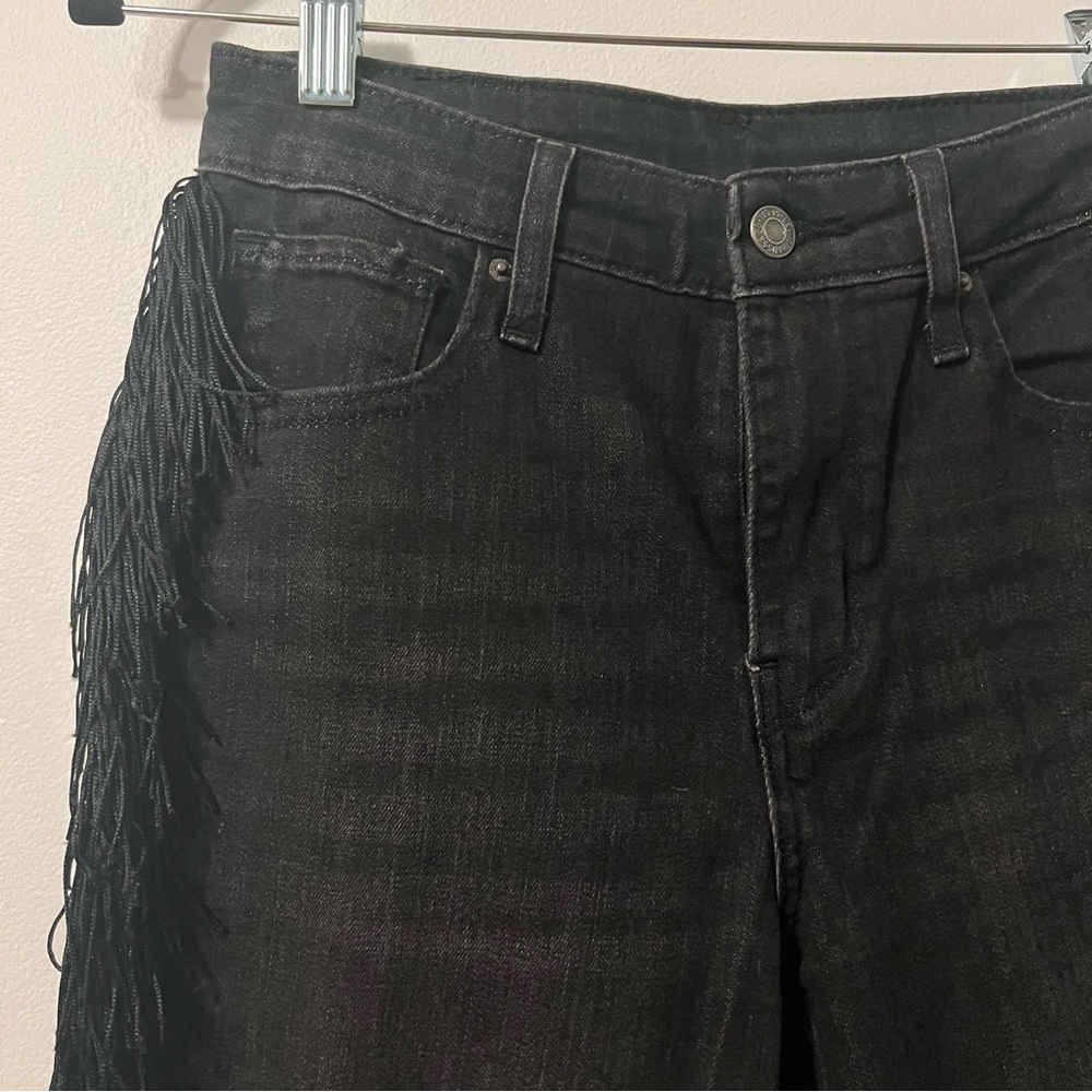 Stylish Black Fringe Jeans